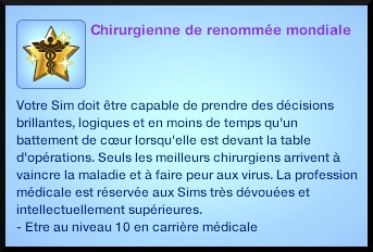 22 sims 3 carriere scientifique medecine souhait long terme chirurgien renommee mondial