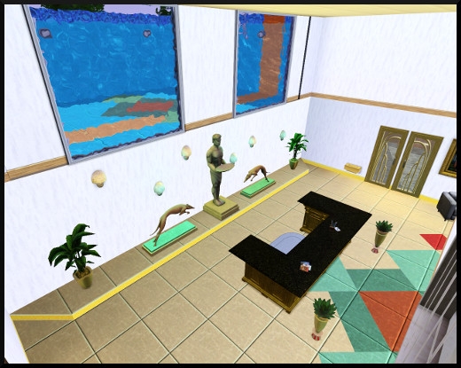 9 sims 3 store salle de jeux regence entrée accueil vue de haut