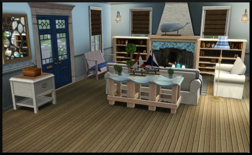 3 sims 3 store style du moment Maison au bord de la mer Le Sable fin  living room salon