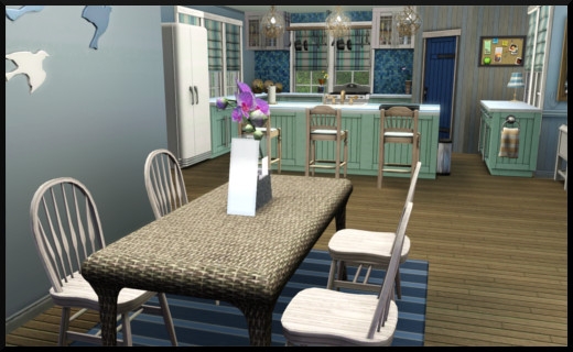 4 sims 3 store style du moment Maison au bord de la mer Le Sable fin living room cuisine