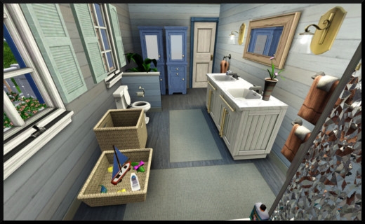 7 sims 3 store style du moment Maison au bord de la mer Le Sable fin salle de bain