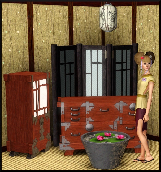 11 sims 3 store chambre totalement zen paravent commode