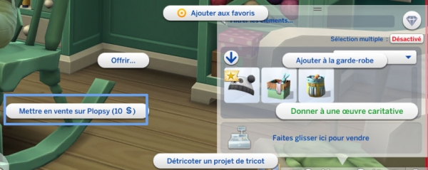 20 Sims 4 tricot mise en vente plopsy