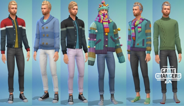 3 Sims 4 tricot CAS hommes tenues