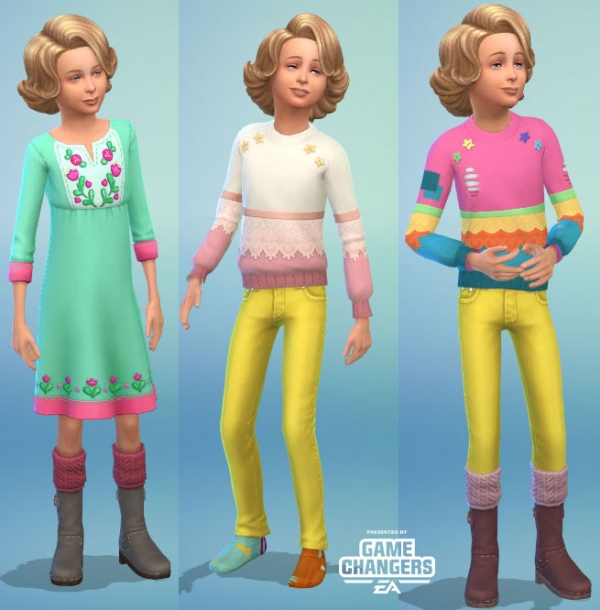 4 Sims 4 tricot CAS enfant tenues