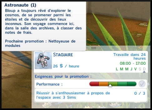 4 sims 4 carriere astronaute echelon 1 stagiaire