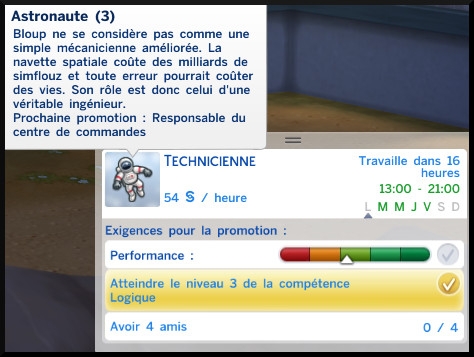 12 sims 4 carriere astronaute echelon 3 technicien