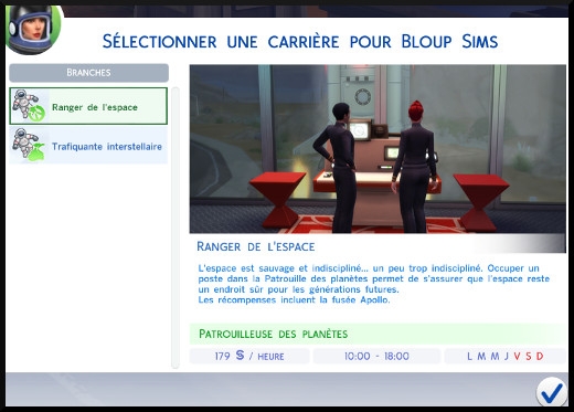 40 sims 4 carriere astronaute trafiquant interstellaire choix branche ranger de l'espace