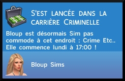 4 sims 4 jeu de base carriere criminelle message s'est lance dans