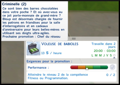 9 sims 4 jeu de base carriere criminelle niveau 2 voleuse babioles information