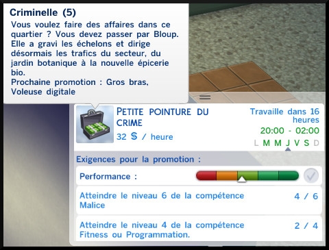 23 sims 4 jeu de base carriere criminelle petite pointure du crime niveau 5 information