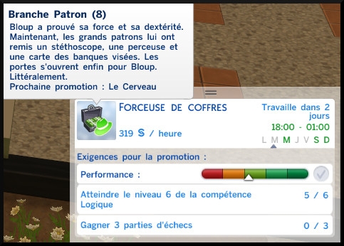 35 sims 4 jeu de base carriere criminelle branche patron niveau 8 forceuse de coffre information