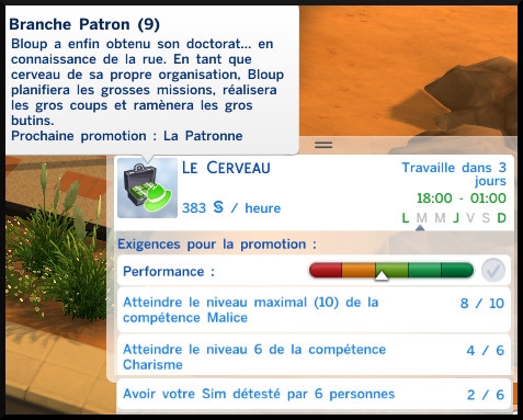 38 sims 4 jeu de base carriere criminelle branche patron niveau 9 le cerveau information