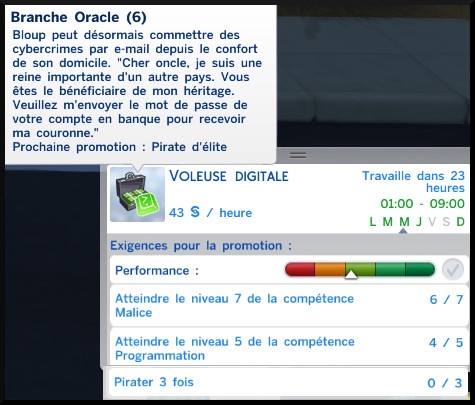 47 sims 4 jeu de base carriere criminelle branche oracle niveau 6 voleuse digitale information