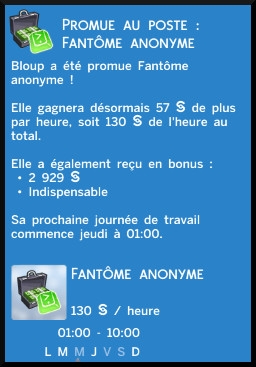 54 sims 4 jeu de base carriere criminelle branche oracle niveau 8 fantome anonyme message promotion