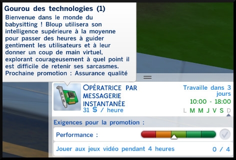 5 sims 4 carriere gourou des technologies echelon 1 operateur par messagerie instantannée