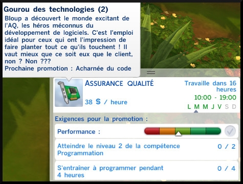 9 sims 4 carriere gourou des technologies echelon 2 assurance qualite