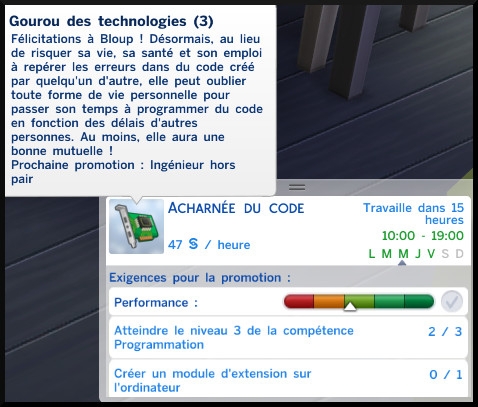 12 sims 4 carriere gourou des technologies echelon 3 acharné du code