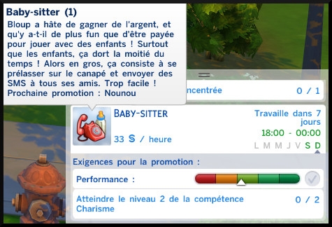 9 sims 4 carriere temps partiel adolescent ado baby sitter echelon 1