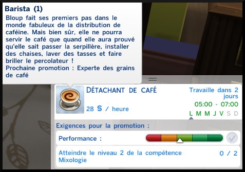 16 sims 4 carriere temps partiel adolescent ado barista echelon 1 detachant de cafe