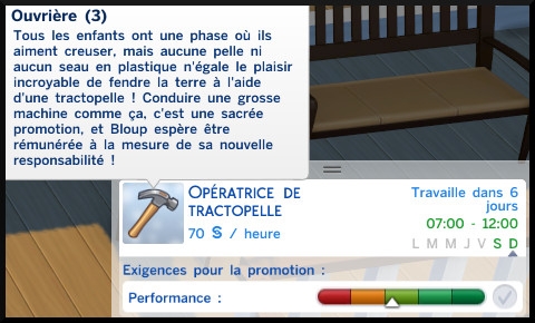 26 sims 4 carriere temps partiel adolescent ado ouvrier êchelon 3 operateur de tractopelle