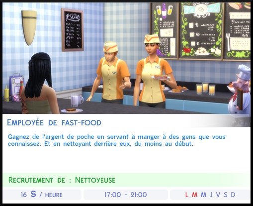 27 sims 4 carriere temps partiel adolescent ado employe de fast food