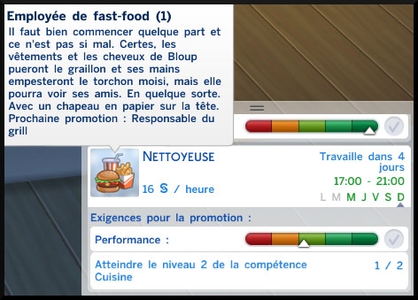 31 sims 4 carriere temps partiel adolescent ado employé de fast food echelon 1 nettoyeur