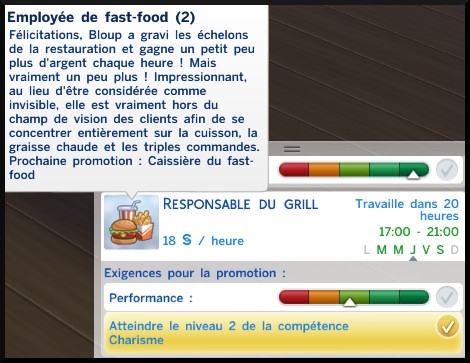 32 sims 4 carriere temps partiel adolescent ado employé de fast food echelon 2 responsable grill