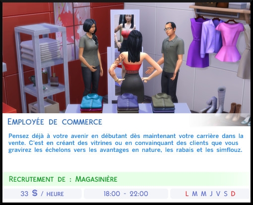 34 sims 4 carriere temps partiel adolescent ado employé de commerce