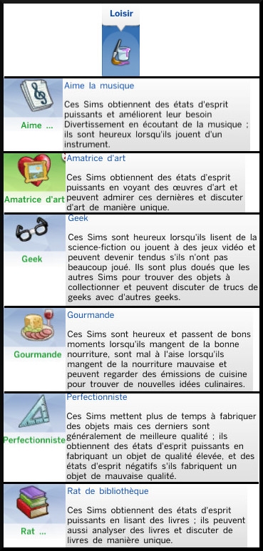 18 Sims 4 nouveautes generalites trait caractere loisir