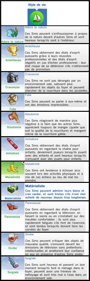 19 Sims 4 nouveautes generalites trait caractere style de vie