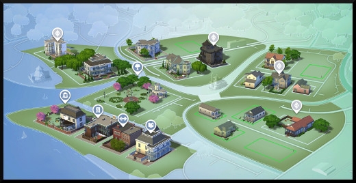 1 sims 4 ville monde willow creek carte