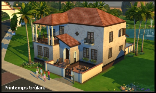 56 sims 4 ville monde oasis spring maison printemps brulant