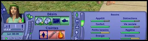 sims 2 panneau contrôle besoins désirs sims