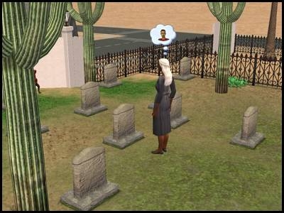 zarbville sims 2 olivia chimère dans le cimetière de sa maison