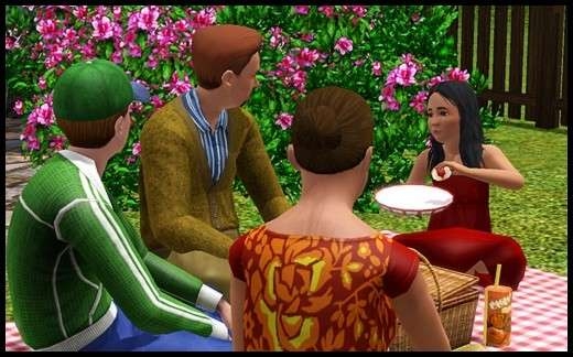 10 sims 3 sunset valley famille sonia galantome michael bruno jocaste pique-nique