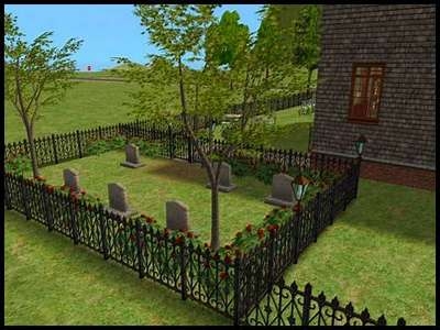 16 famille gothik sims 2 montsimpa manoir gothik cimetière ancêtres jardin tombes