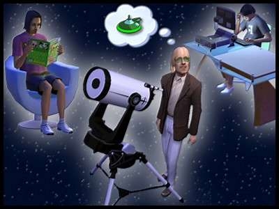 25 zarbville sims 2 famille lalouche contact extra-terrestres aliens télescope étrange