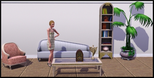 Sims 3 store l'age du jazz 3 fauteuil plante bibliothèque canapé table basse statue