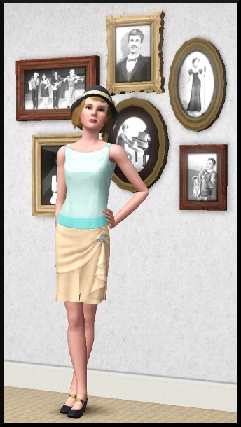 Sims 3 store l'age du jazz 5 vetements femme chaussures plus belle fille de la ville haut diamant sur l'épaule jupe si jolie