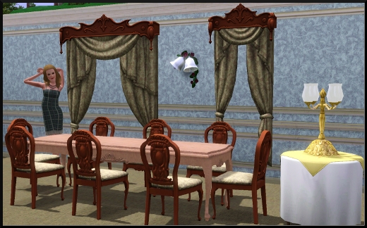 3 sims 3 store conte de fée table de salle à manger lampes rideaux chaise