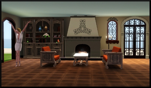 2 sims 3 store luxe de l'hacienda cheminée fauteuils