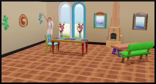 4 sims 3 store Série Salle à manger Elégante hacienda cheminée chaise décorations murales