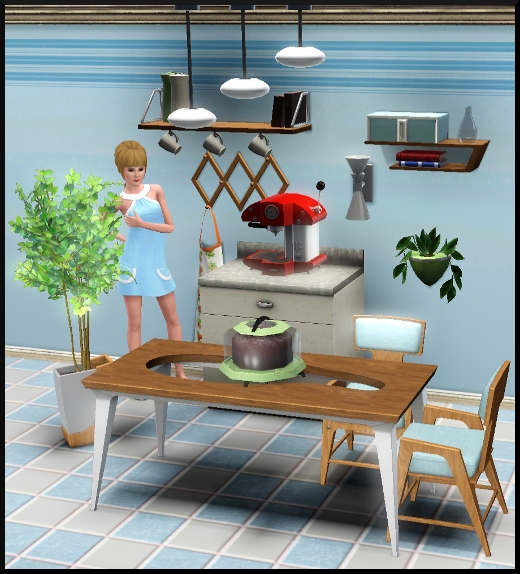 Sims 3 store Série Salle à manger et tenues coiffures modernes des fifties sixties meubles