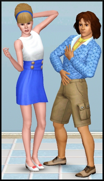 Sims 3 store Série Salle à manger et tenues coiffures modernes des fifties vetements robe chaussure pantalon homme femme coiffure