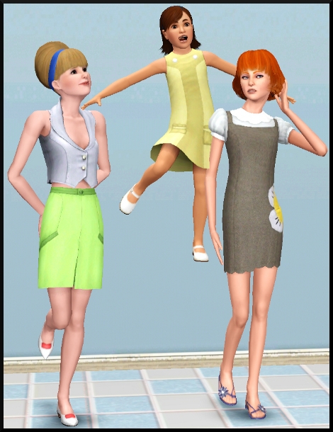 Sims 3 store Série Salle à manger et tenues coiffures modernes des fifties vetements robe chaussure pantalon homme femme enfant ado