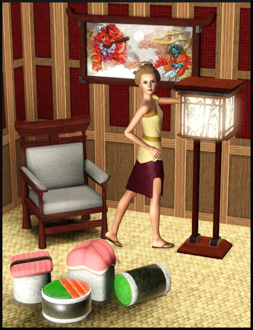 5 sims 3 store Compilation Inspiration japonaise coussins sushis