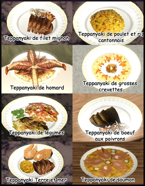 12  sims 3 store Salle à manger d'inspiration japonaise Itadakimasu !  Teppanyaki Chun et cie plats