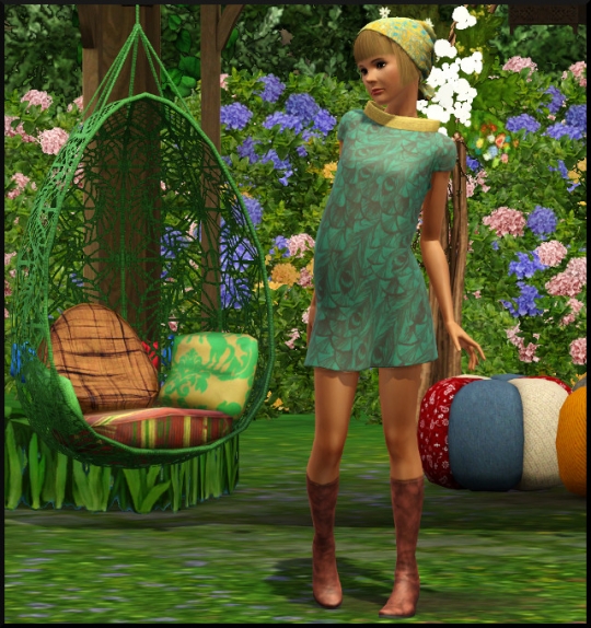 3 sims 3 store set jardin boheme fabuleuse robe florale Frange droite bandana bottines disco