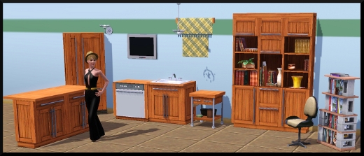 Sims 3 Store Série Labaie Cuisine bibliothèques télévision chaise ordinateur ilot lave vaisselle